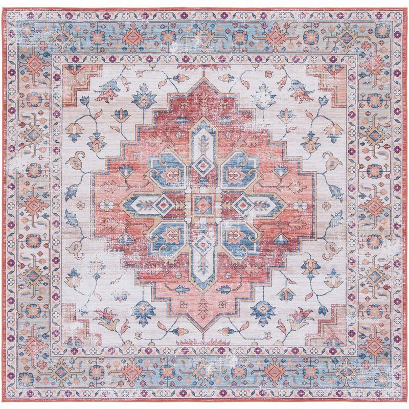 Tucson 6' Square Blue Synthetic Hand-knotted Washable Rug