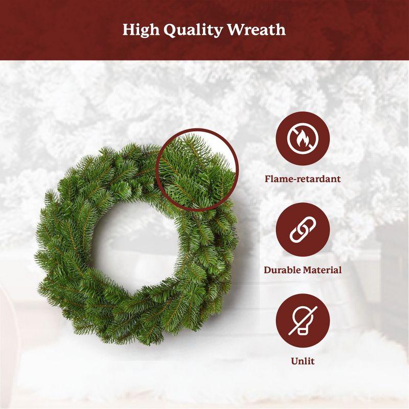 King Of Christmas 24" Artificial Christmas Wreath Unlit, King Douglas Fir Xmas Wreaths for Front Door, Window, or Fireplace