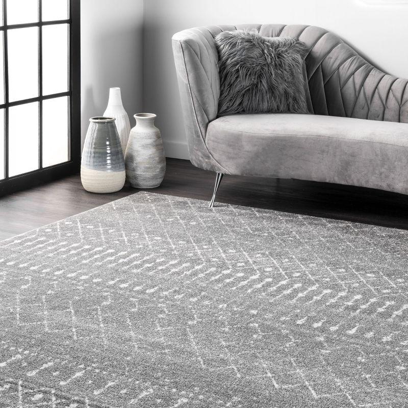 Nuloom 10 Square Moroccan Blythe Indoor Area Rug, Dark Grey, Faded Bohemian Design, Stain Resistant, BedroomLiving Room, Kitchen,