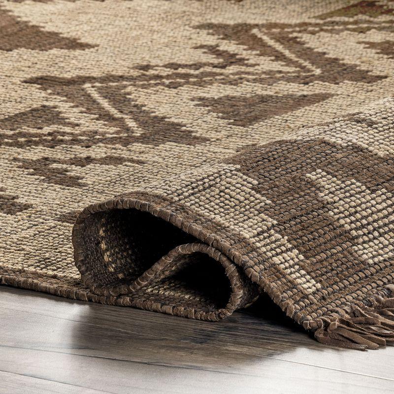 Bohemian Diamond 5' x 8' Natural Leather and Jute Area Rug