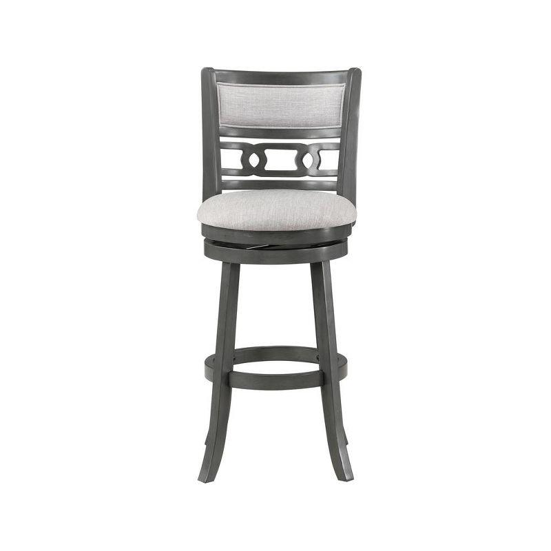 New Classic Furniture, Gia 29" Solid Wood Swivel Bar Stool with Fabric Seat in Gray, Gray