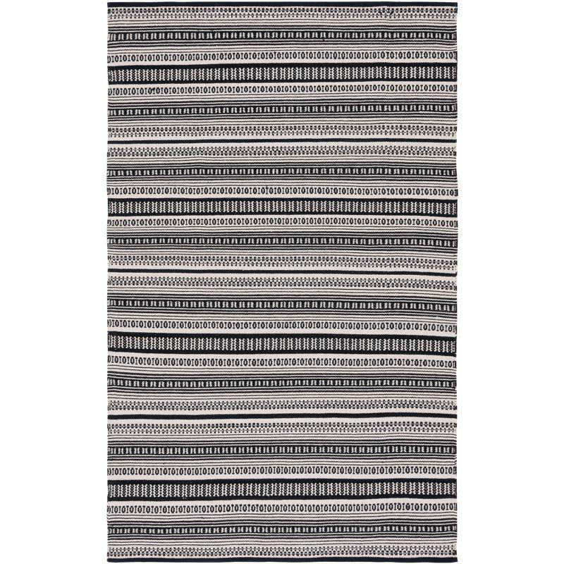 Montauk Black and Ivory Flatweave Cotton Rug