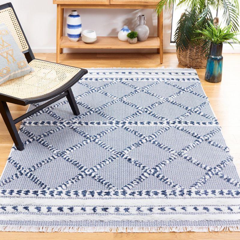 Navy & Ivory Nomadic Charm 8' x 10' Synthetic Area Rug