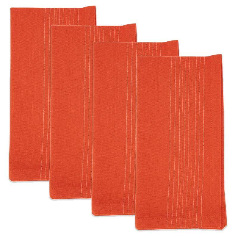 Orange Shimmer Stripe Cotton Napkin Set of 4