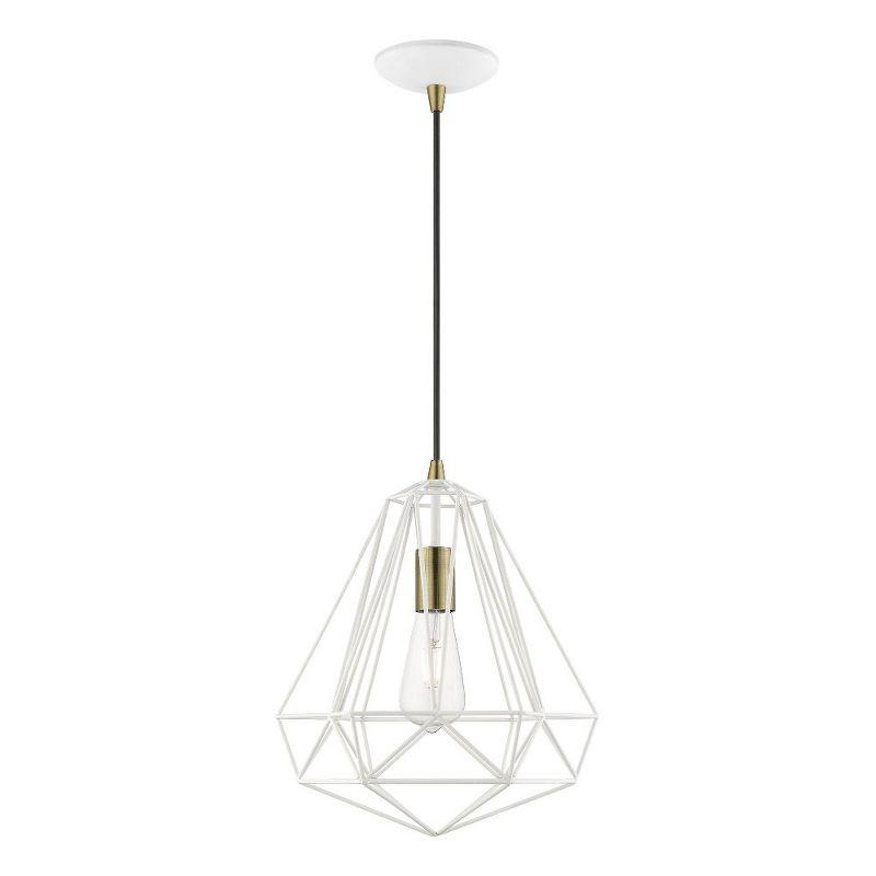 Livex Lighting Knox 1 - Light Pendant in  Textured White/Antique Brass