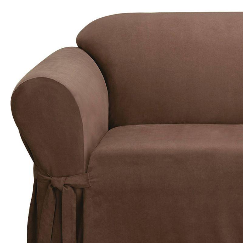 Chocolate Stretchable Suede Sofa Slipcover