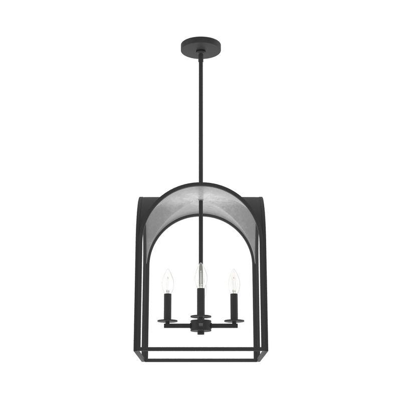 Dukestown 15" Natural Black Iron and Silver Leaf Pendant Light