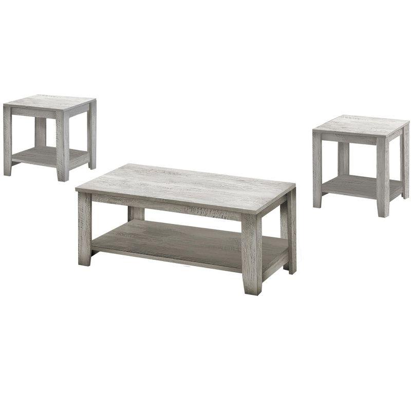 Monarch Specialties Table Set 3Pcs Set Coffee End Side Accent Living Room Laminate Grey Transitional