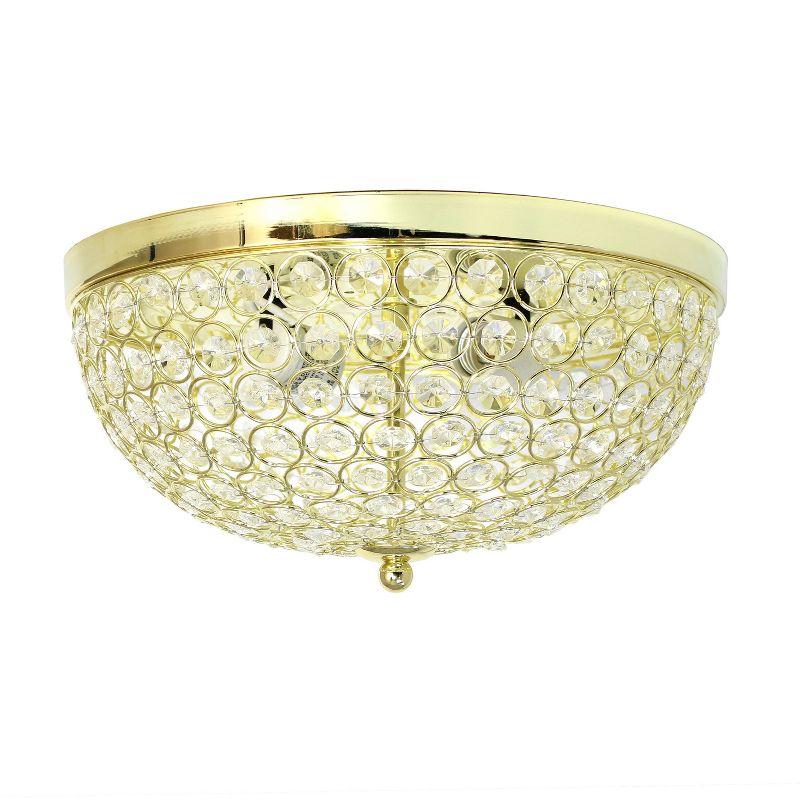 Elegant Gold and Crystal 13'' Flush Mount Ceiling Light