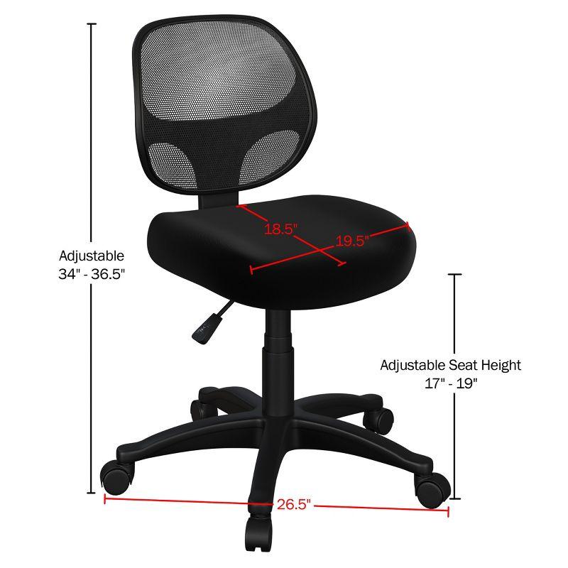 ErgoFlex Black Mesh Swivel Adjustable Armless Task Chair