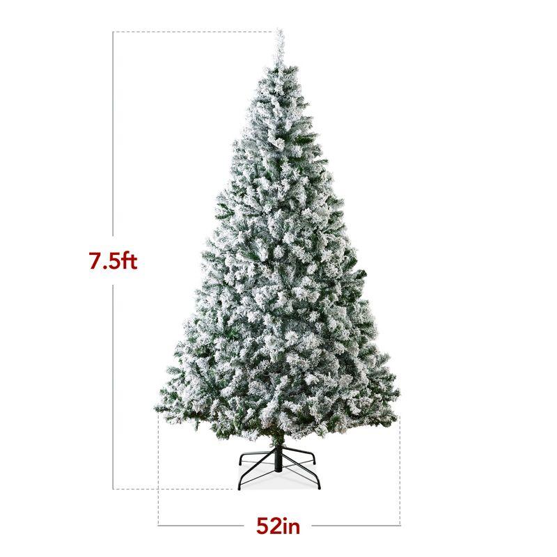 Best Choice Products Snow Flocked Christmas Tree, Premium Holiday Pine Branches, Foldable Metal Base