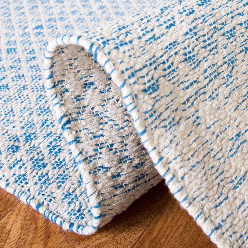 Coastal Charm Blue/Ivory Cotton 6' Square Handwoven Rug