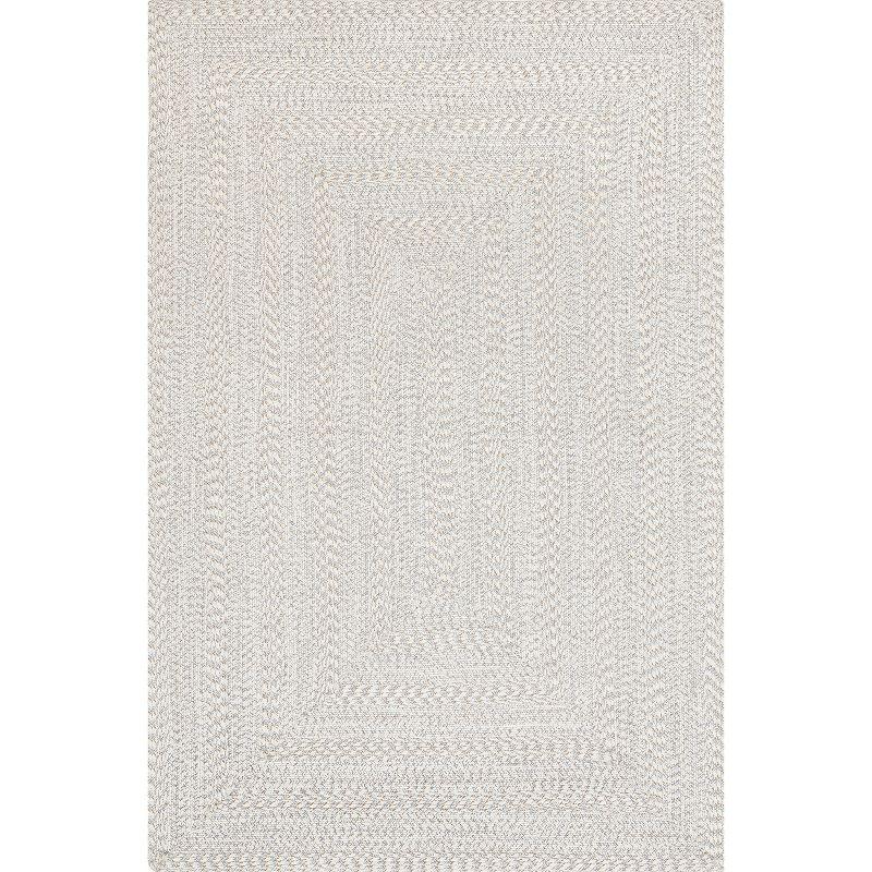 Ivory Braided Synthetic 5' x 8' Easy-Care Indoor/Outdoor Rug