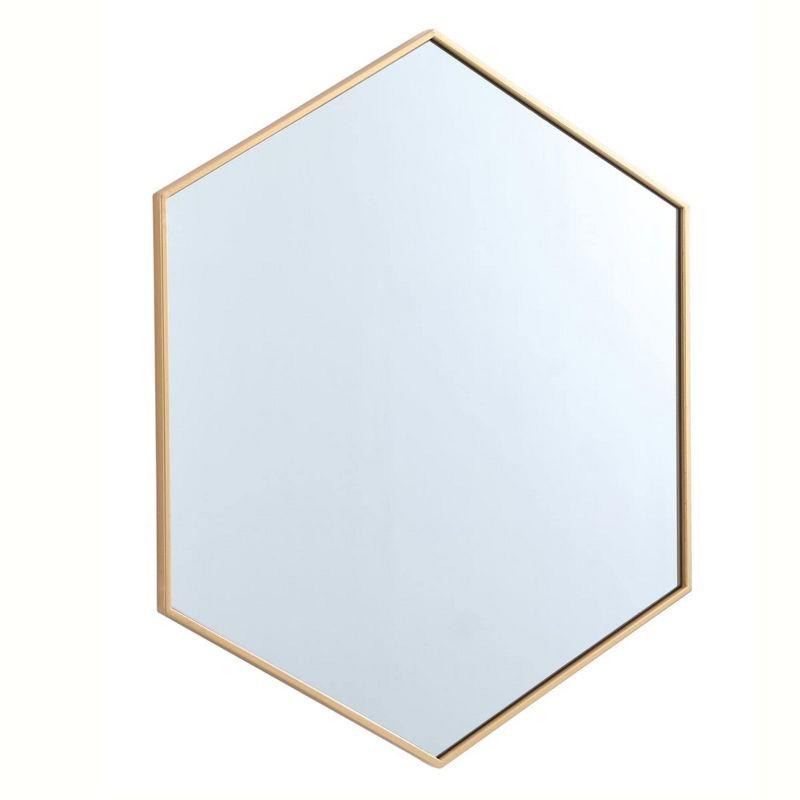 Elegant Lighting Metal frame hexagon mirror 38 inch in Brass