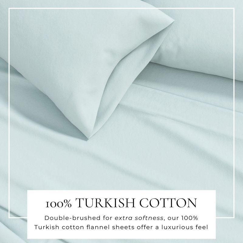 100% Cotton Flannel Sheet Set - Great Bay Home (Full, Light Blue)