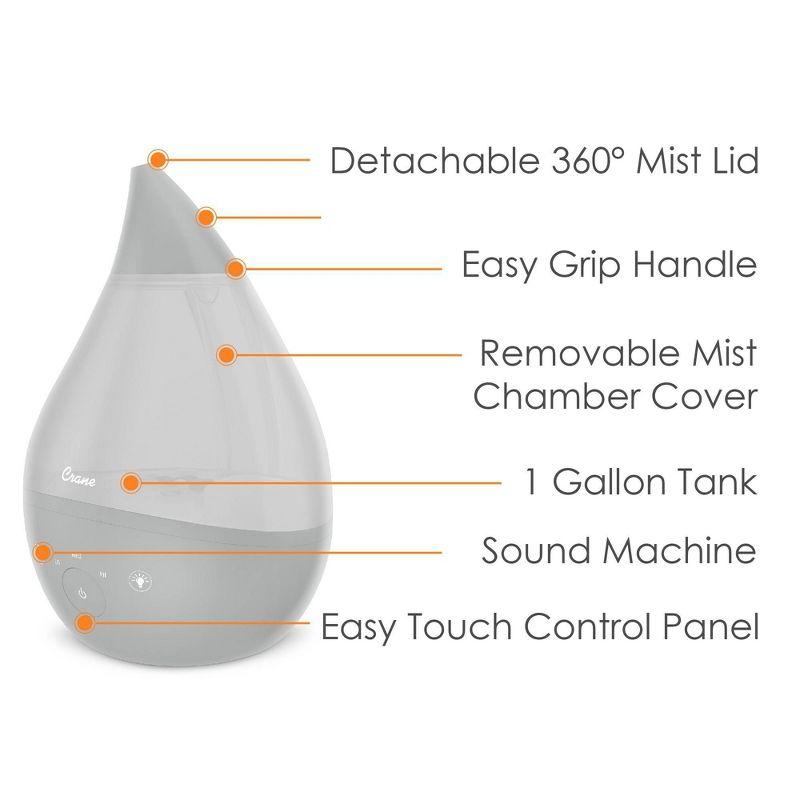 Crane Drop 4-in-1 Ultrasonic Cool Mist Humidifier with Sound Machine - 1gal