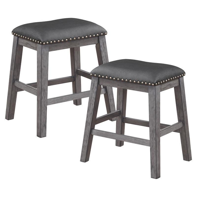 Timbre Contemporary Wood Counter Height Stools in Gray (Set of 2) - Lexicon