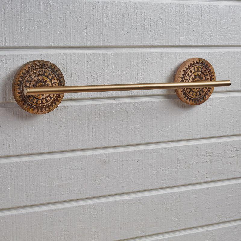 Boho Gold and Wood 21" Wall Mounted Towel Bar