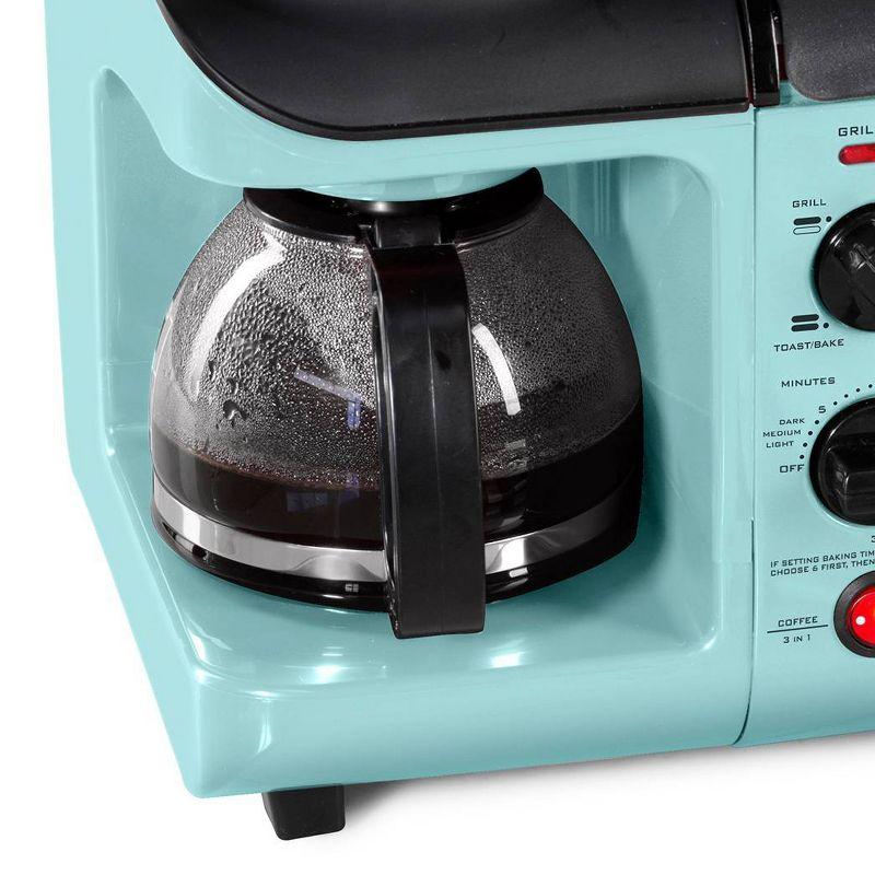 Nostalgia Electrics Retro 3-in-1 Family Size Griddle Aqua: Breakfast Station with Coffee Maker & Toaster, Ceramic Surface