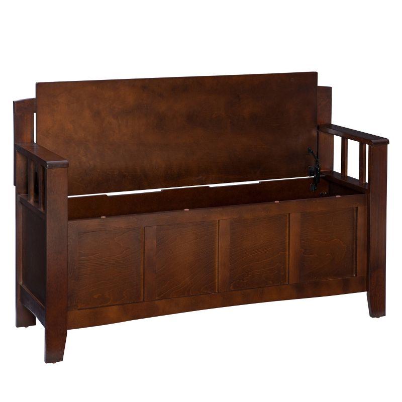 Cynthia Walnut Solid Wood Storage Bench with Slat Back