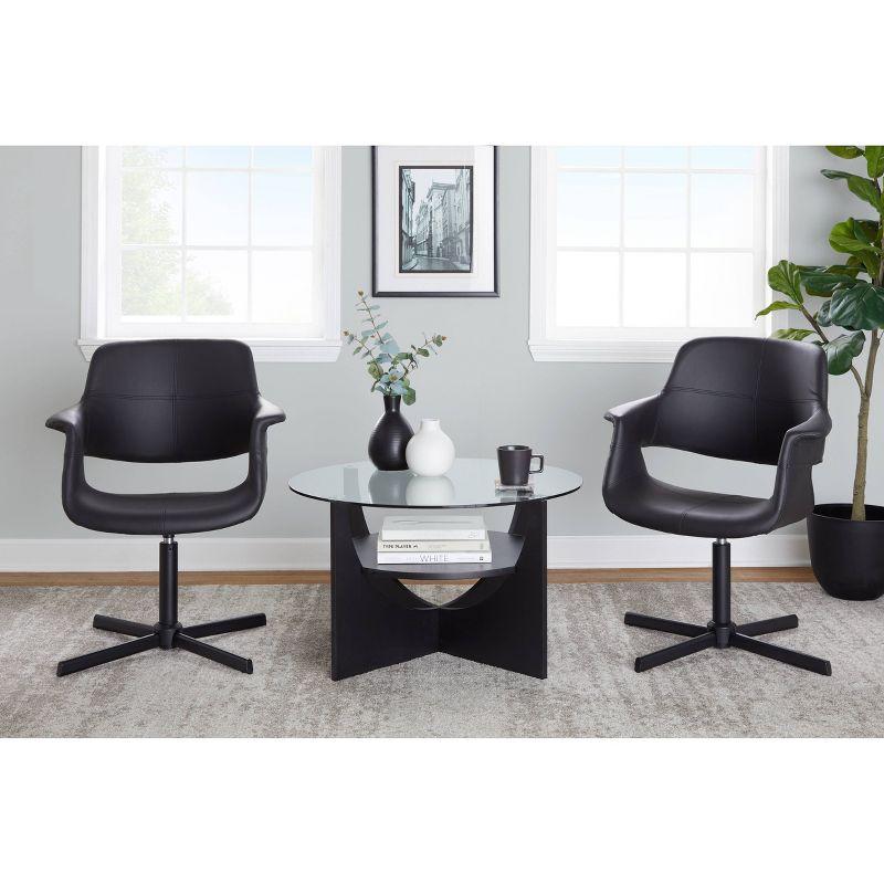 Vintage Flair Swivel Accent Chair Black - LumiSource: Upholstered Faux Leather, Metal Frame, 250lb Capacity