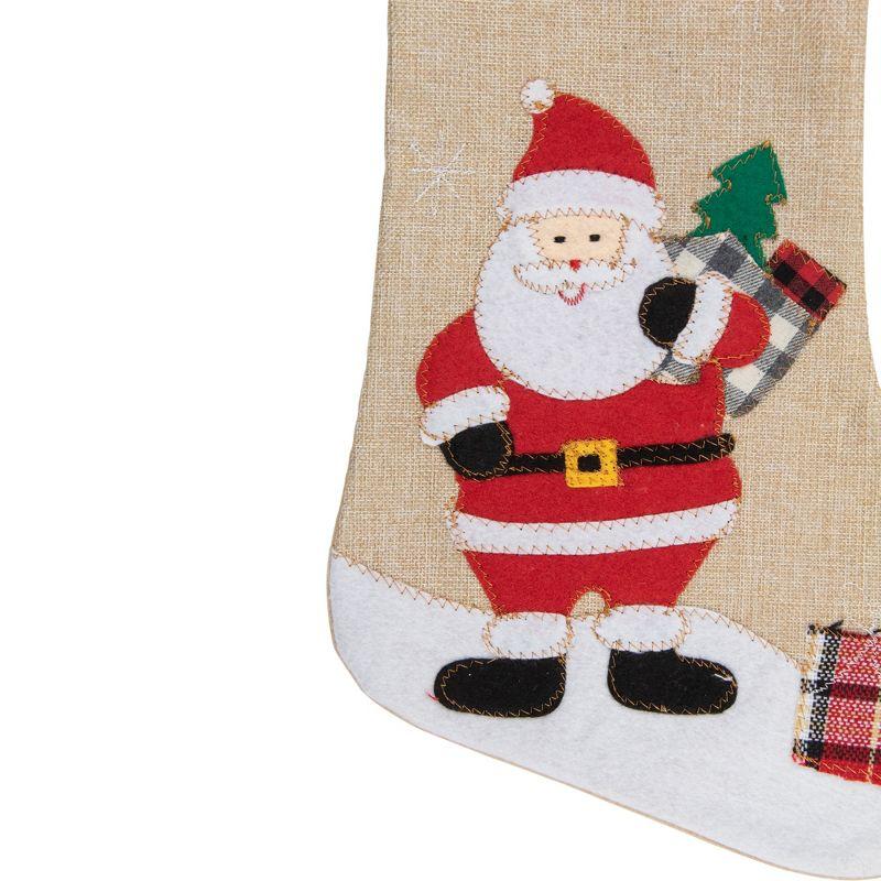 Northlight 19" Beige and Red Burlap "Merry Christmas" Santa Christmas Stocking