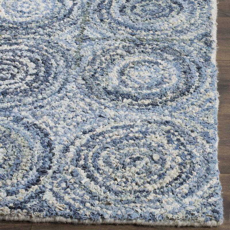 Blue Hand-Tufted Wool and Cotton 6' x 9' Area Rug