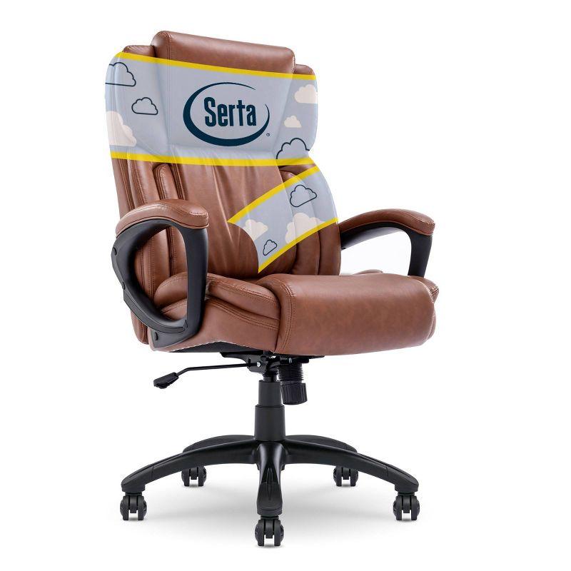 Serta Serta Garret Executive Office Chair, Ergonomic Lumbar Support, Semi-Plush Cushion, Body Pillows