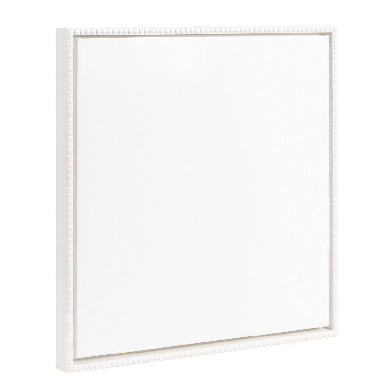 Kate & Laurel All Things Decor 22"x22" Sylvie Beaded Blank Vintage Framed Canvas Wall Art White: Modern Transitional Style