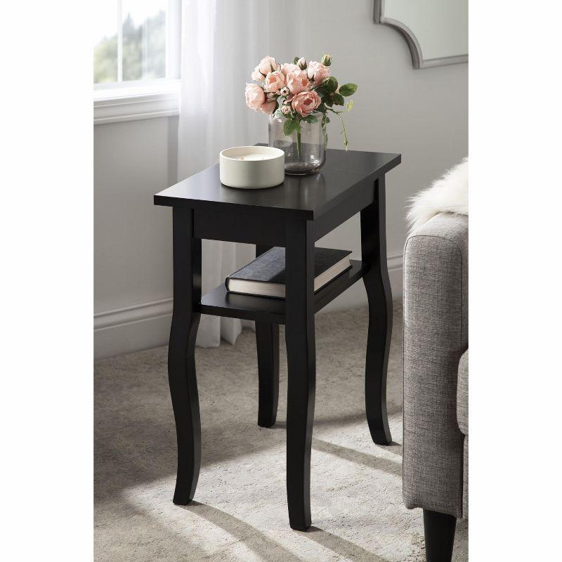 Lillian Black Wood Narrow Side Table with Shelf