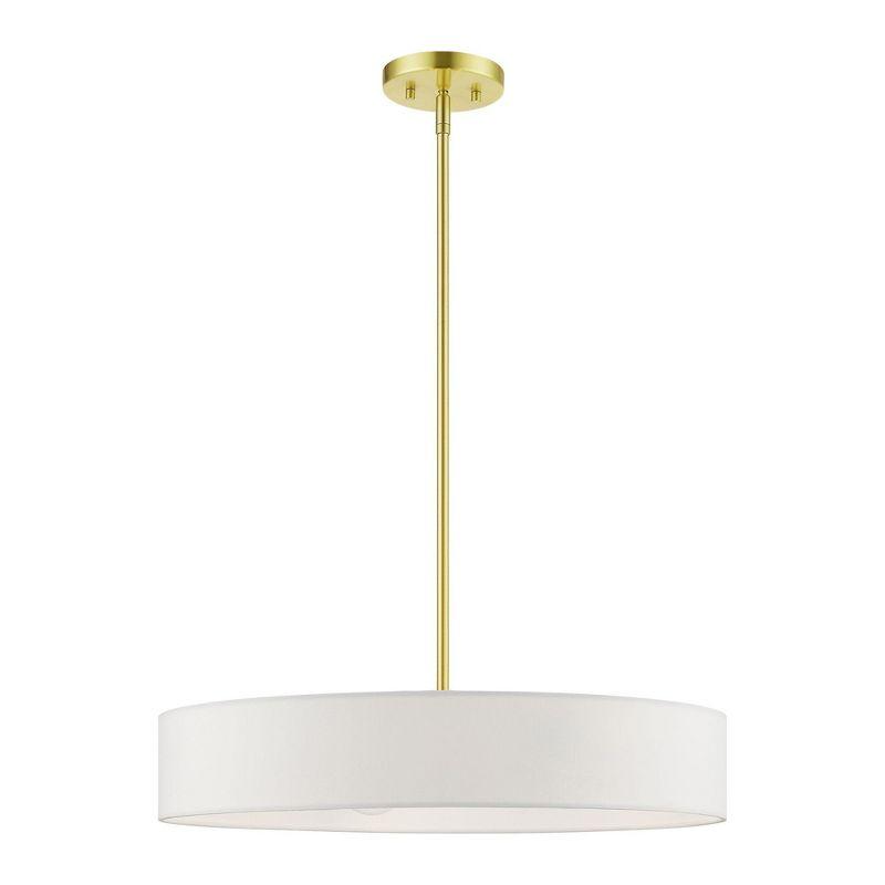 Everly Quinn Venlo 4 - Light Satin Brass Shaded Pendant