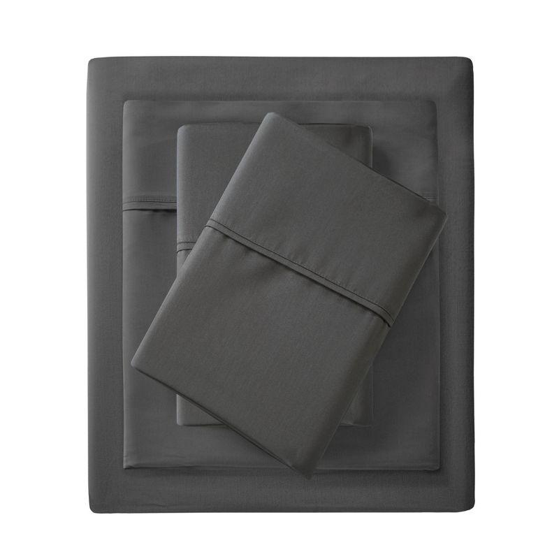 Queen 1500 Thread Count Cotton Blend 4pc Sheet Set Charcoal