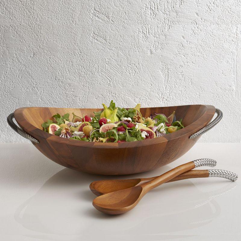 Nambe Braid Salad Bowl W/ Servers