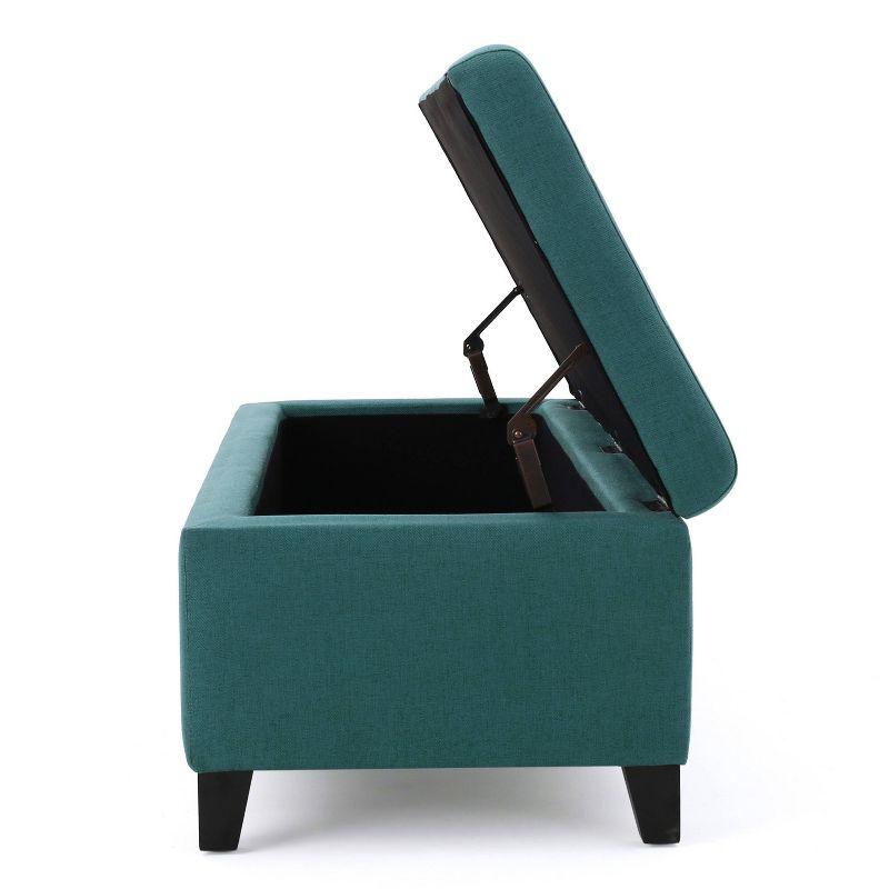 Mission Storage Ottoman - Dark Teal - Christopher Knight Home: Upholstered, Tufted Top, Rectangular Shape