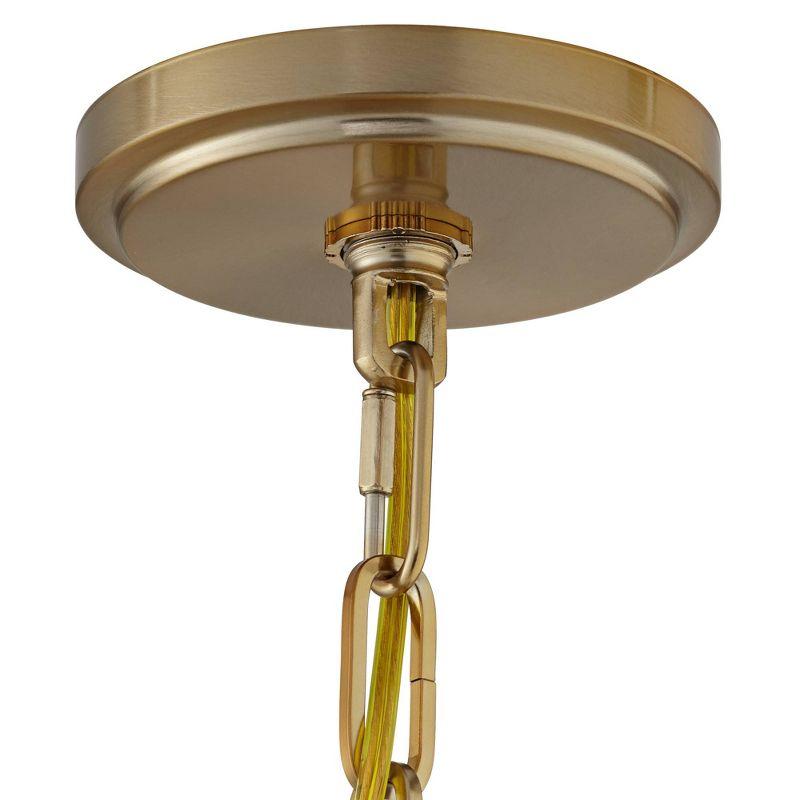 Franklin Iron Works Charleston Brass Pendant Lighting 13 1/2" Wide Modern LED Clear Glass Shade for Dining Room House Foyer Kitchen Island Entryway