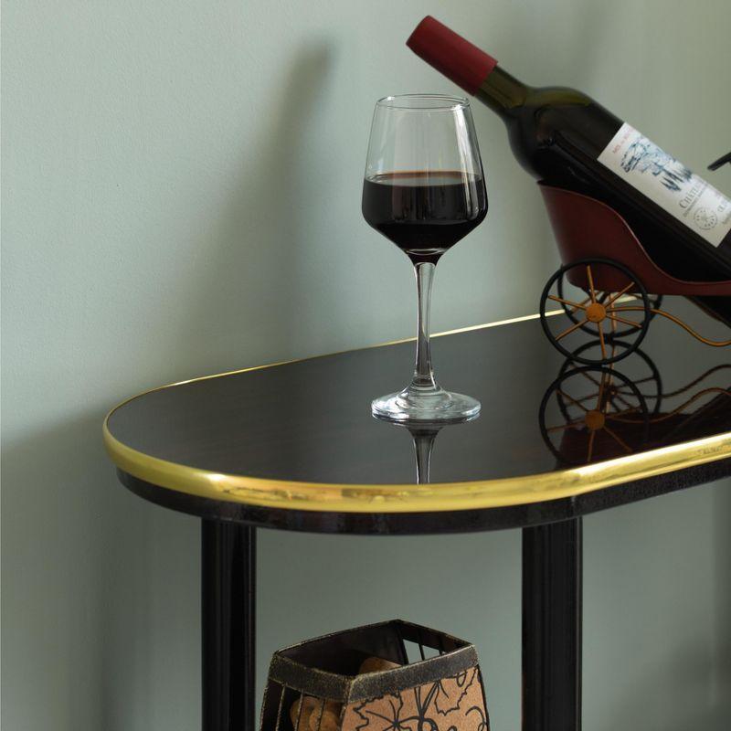 Fabulaxe Modern Display Wooden Console Bar with Tiered Open Shelves, Mini Bar with Wine Storage, Brown