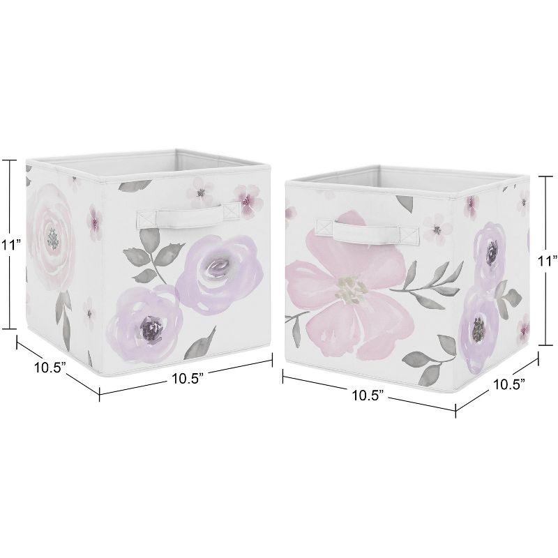 Sweet Jojo Designs Watercolor Floral Fabric Storage Bin (Set of 2)