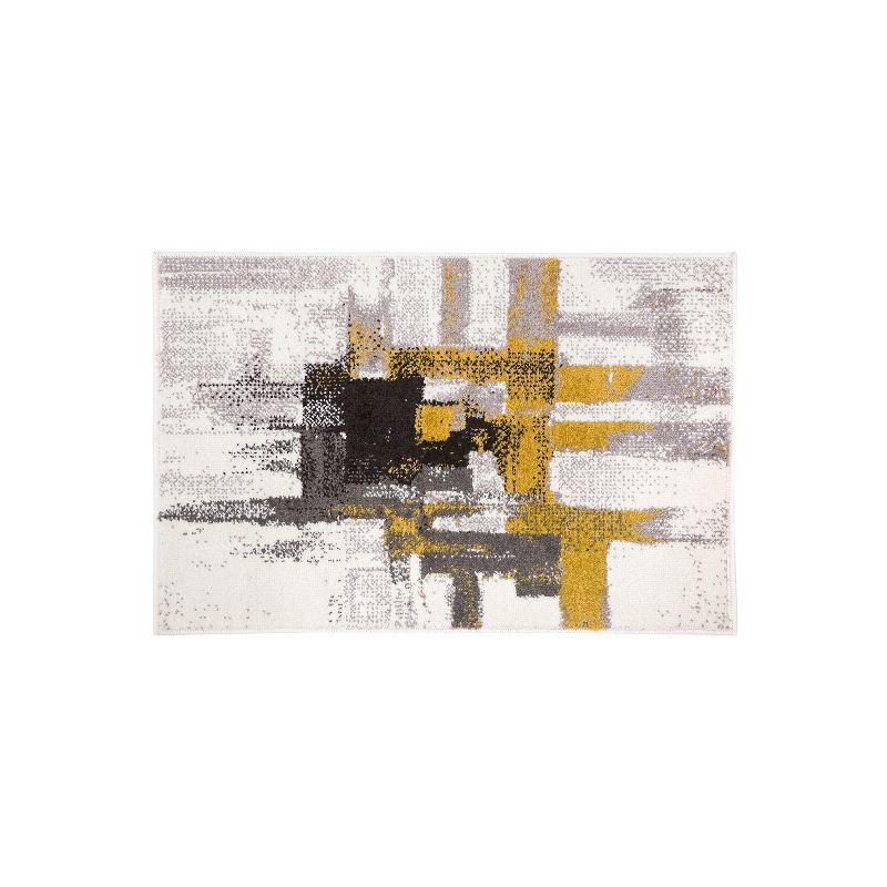 Gold Abstract Elegance 5' x 7' Synthetic Easy-Care Rug