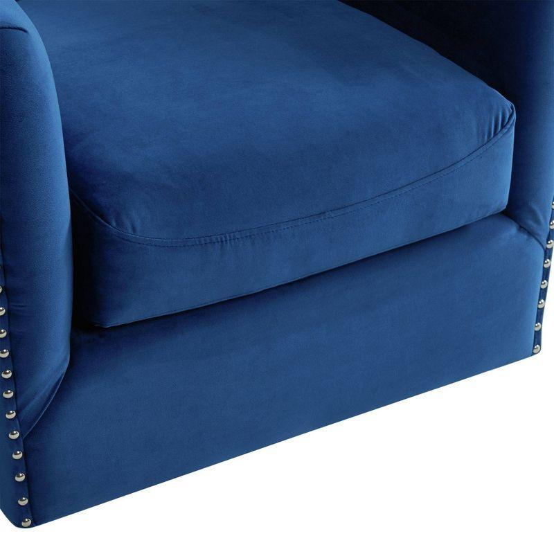 Picket House Furnishings Alba Swivel Chair Navy: Upholstered Accent, Modern Velvet, Living Room Furniture