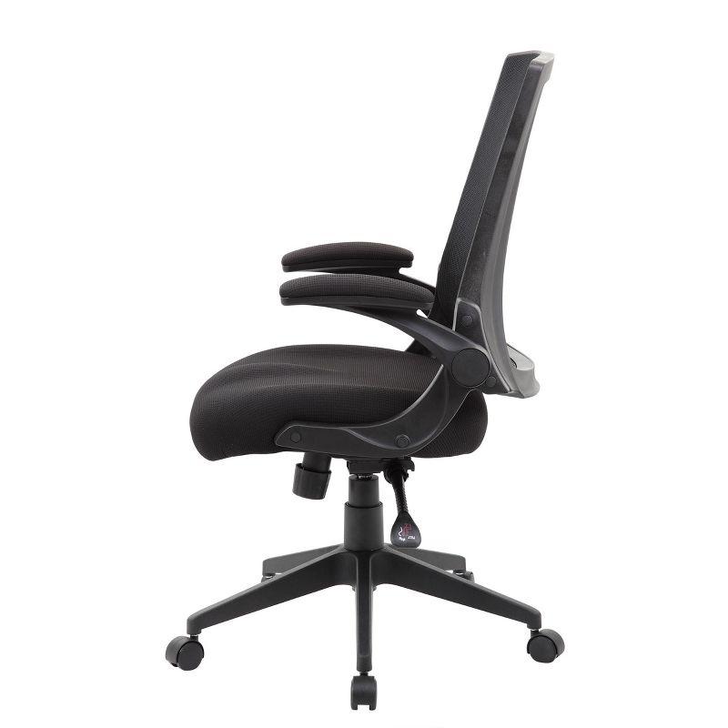 Boss Mesh Back Flip Arm Task Chair Black: Ergonomic Design, Nylon Base, Foam Padding, 275lb Capacity