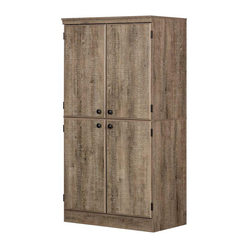 Weathered Oak 4-Door Office Storage Cabinet with Adjustable Shelving