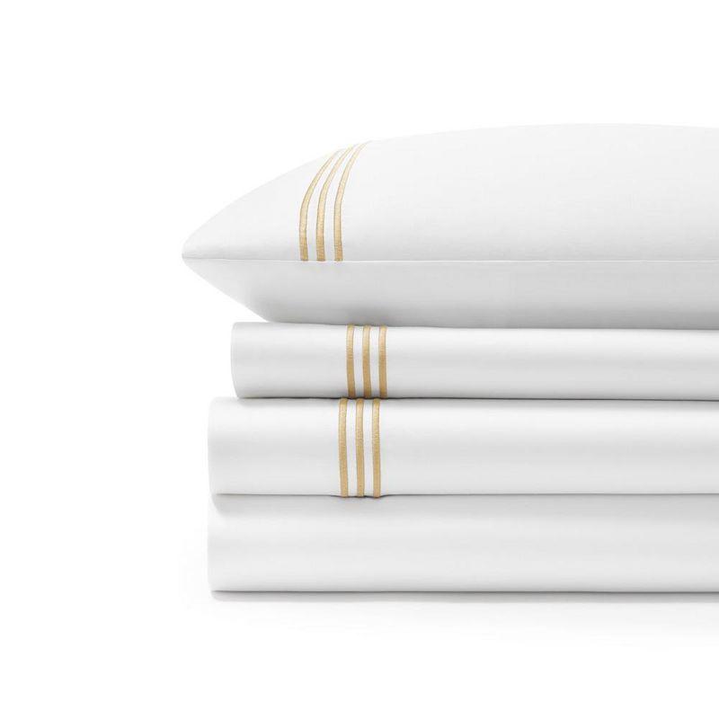 California King Sesame Embroidered Satin Sheet Set