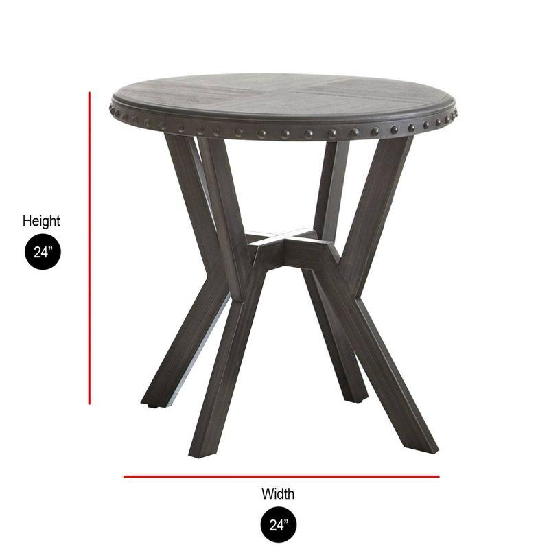 Contemporary 24" Gray Wood & Metal Round End Table