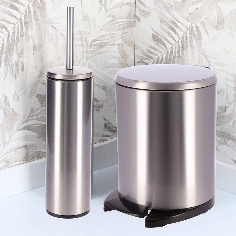 Evideco Soft Close Lid Round Metal Step on Trash Can Waste Basket  6-liters-1.6-gal.