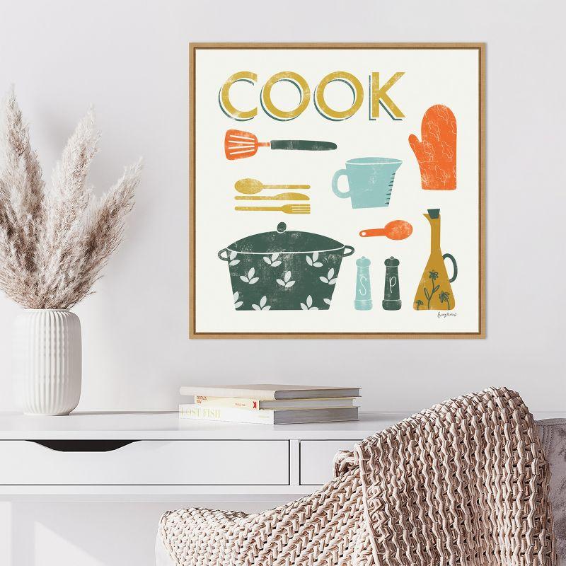 Amanti Art Retro Kitchen III Cook by Becky Thorns Canvas Wall Art Print Framed 22 x 22-in.