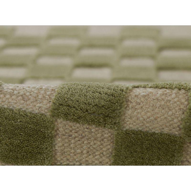 Momeni 6'3"x9' Willow Check Handwoven Area Rug Green: Wool, Low Pile, Classic Pattern, Indoor Use, Handmade