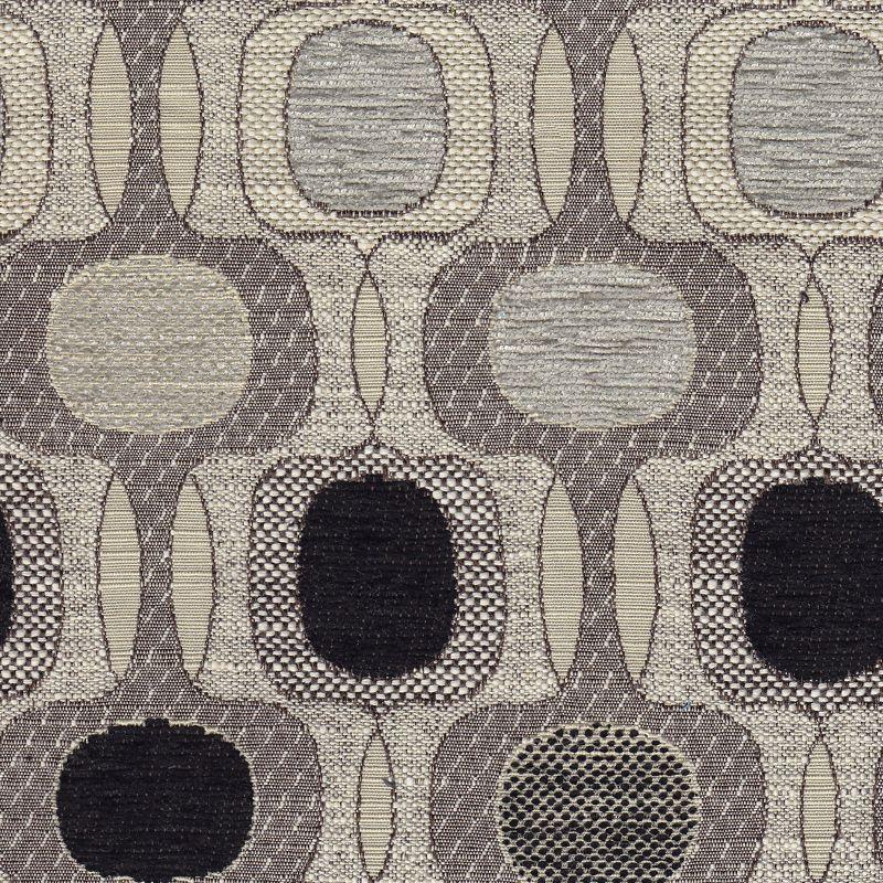 Round Storage Ottoman Black Geo - HomePop: Upholstered Medallion Pattern, Plywood & Hardwood Frame, 250 lbs Capacity