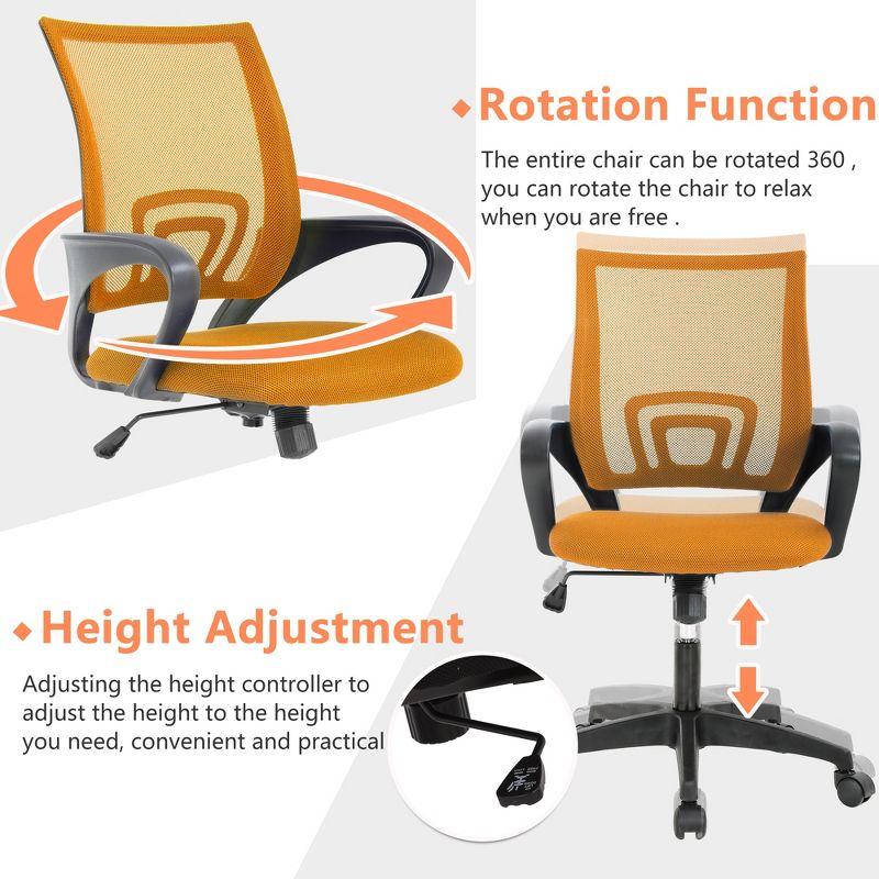 FDW Home Office Chair Mesh Computer Chair with Lumbar Support Armrest Adjustable Mid Back Task Chair for Women Adults, Orange