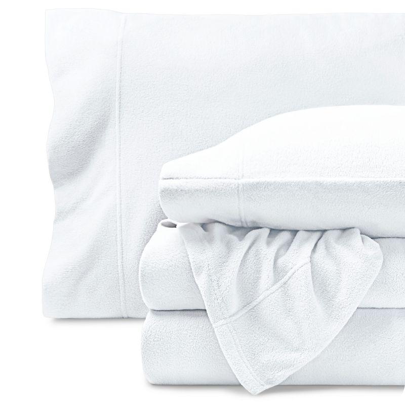 Twin XL White Polar Fleece Sheet Set by Bare Home