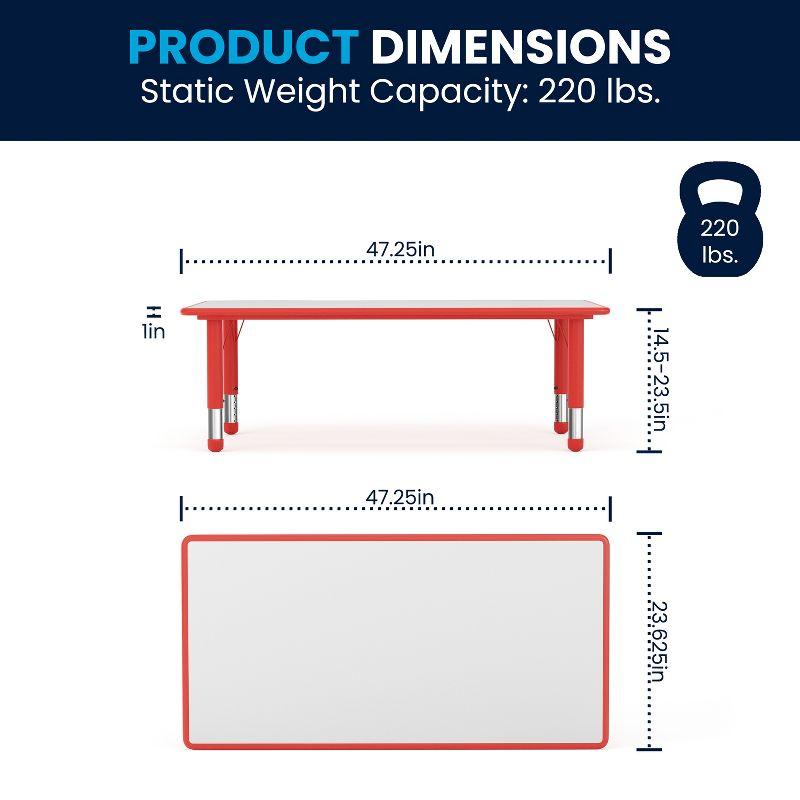 Flash Furniture 23.625"W x 47.25"L Rectangular Plastic Height Adjustable Activity Table